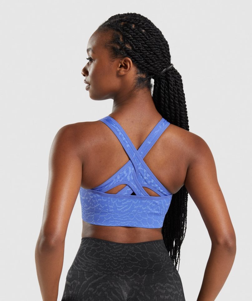 Women's Gymshark Adapt Animal Seamless Sports Bra Blue | CA 76D31A